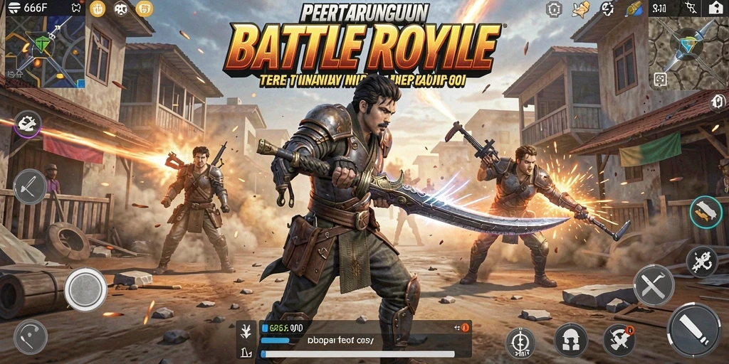 Screenshot aksi seru dalam game Battle Royale 666F.