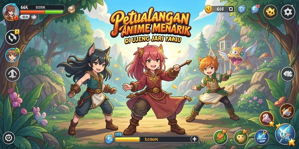 Tampilan gameplay menarik dari 66K dengan karakter Anime ikonik.