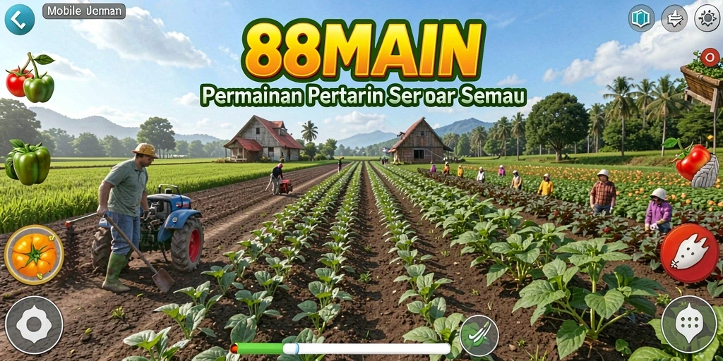 Screenshot gameplay 88MAIN menampilkan aktivitas bertani yang seru.