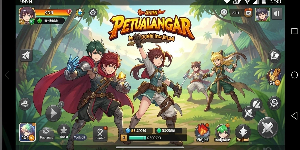 Tampilan menarik dari gameplay 9N9N dengan karakter Anime yang menawan.