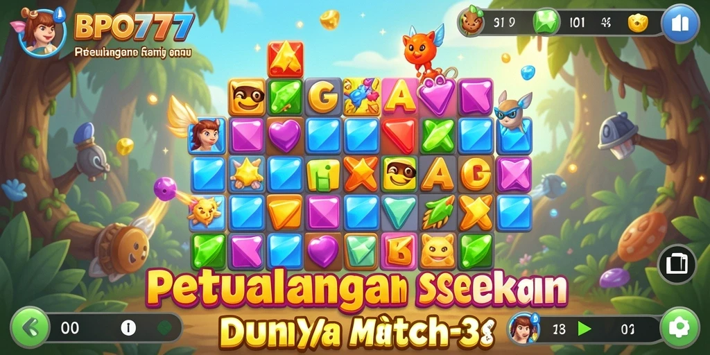 Screenshot BPO777 menampilkan gameplay seru Match-3 yang menarik.