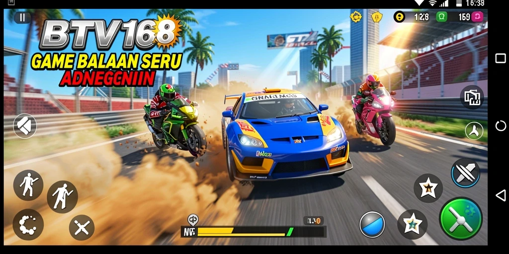 Tampilan screenshot BTV168 menampilkan balapan yang mendebarkan.