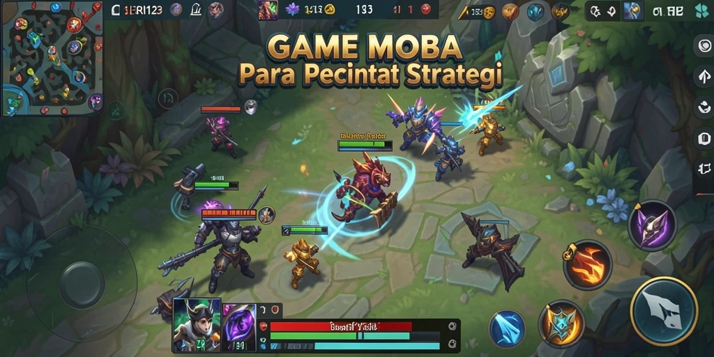 Screenshot CERI123 menampilkan aksi seru dalam game MOBA.
