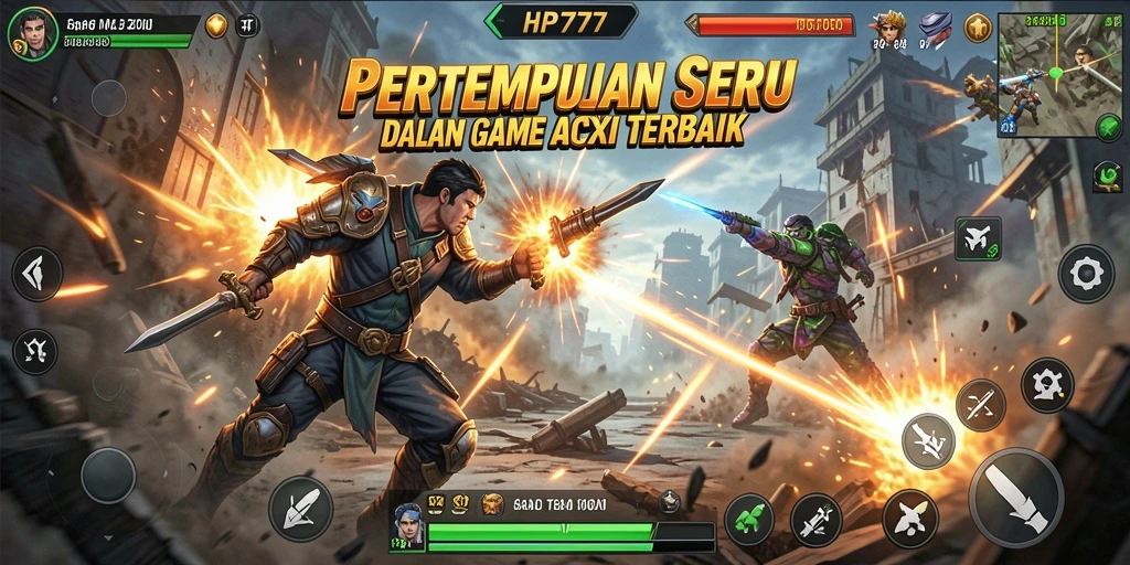 Tangkapan layar HP777 menampilkan adegan pertempuran yang mendebarkan.