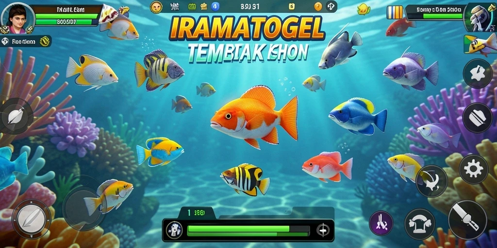 Gameplay seru dalam IRAMATOGEL saat menembak ikan.
