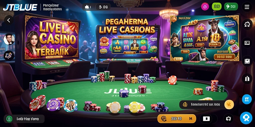 Screenshot gameplay JTBLUE dengan dealer profesional dalam aksi.