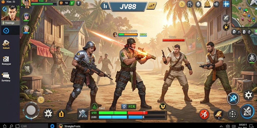 Tampilan gameplay JV88 menunjukkan strategi pertempuran yang mendebarkan dan menantang.