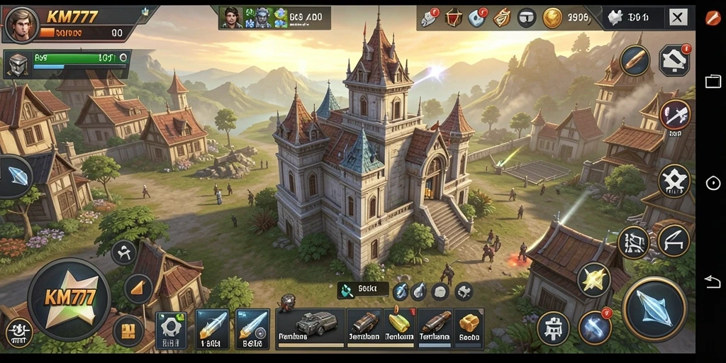 Tampilkan gameplay seru KM777 dengan menara dan strategi menghadapi musuh.