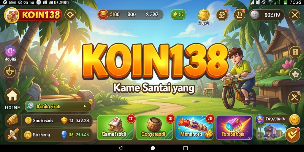 Screenshot gameplay KOIN138 yang menunjukkan suasana permainan yang ceria.
