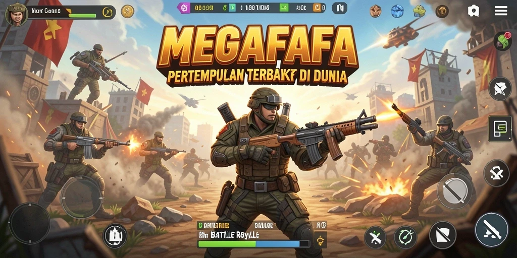 Tangkapan layar gameplay epik dalam MEGAFAFA Battle Royale.