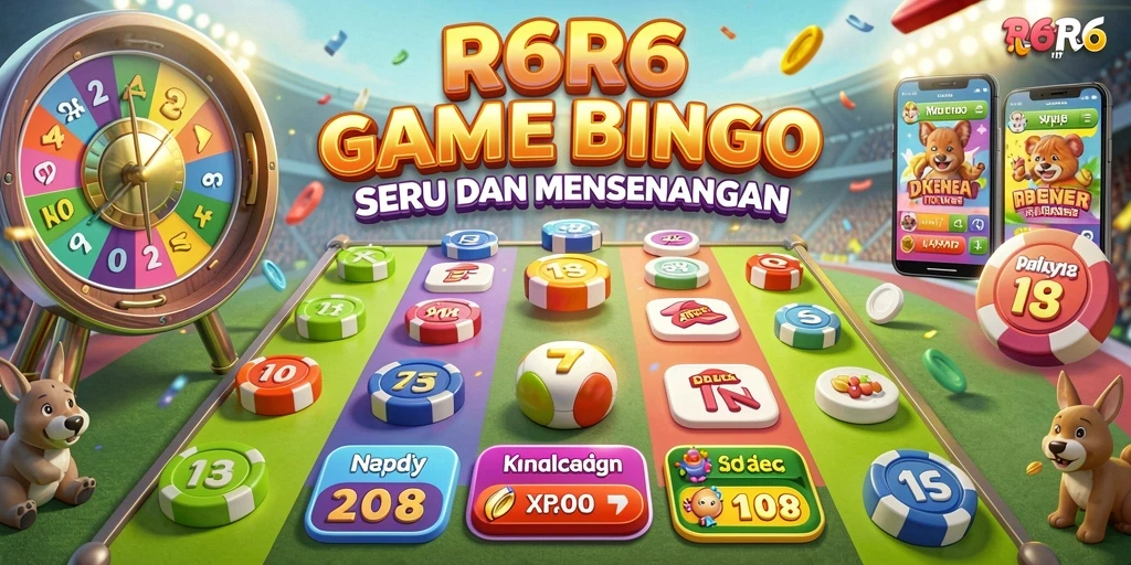 Tampilan gameplay seru dalam R6R6 dengan kartu Bingo yang menarik.